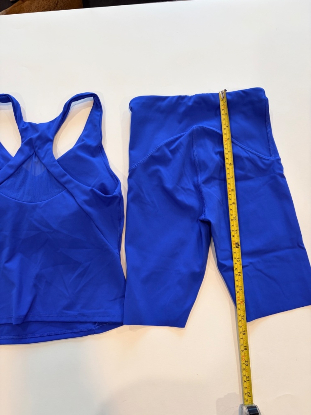 SPANX Women’s Workout Set XS Cobalt Blue Tank + Biker Shorts Activewear - Picture 6 of 7